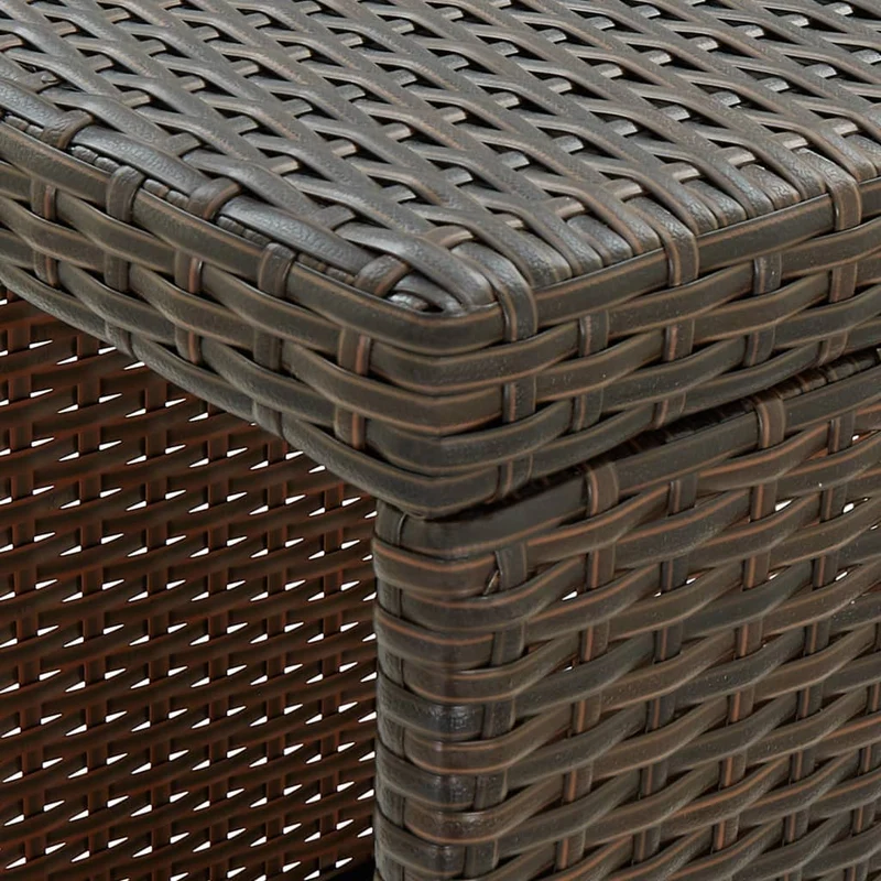 Table d’appoint multifonction table haute avec étagères de rangement 120 x 60 x 110 cm résine tressée marron et acier DEC036334