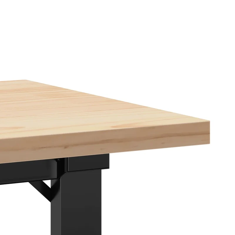 Table basse rectangulaire style industriel 90 x 40 x 45,5cm bois de pin et acier DEC036252