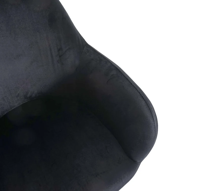 Chaise de salle à manger design rétro en tissu velours noir pieds métal dorés 04_0002224