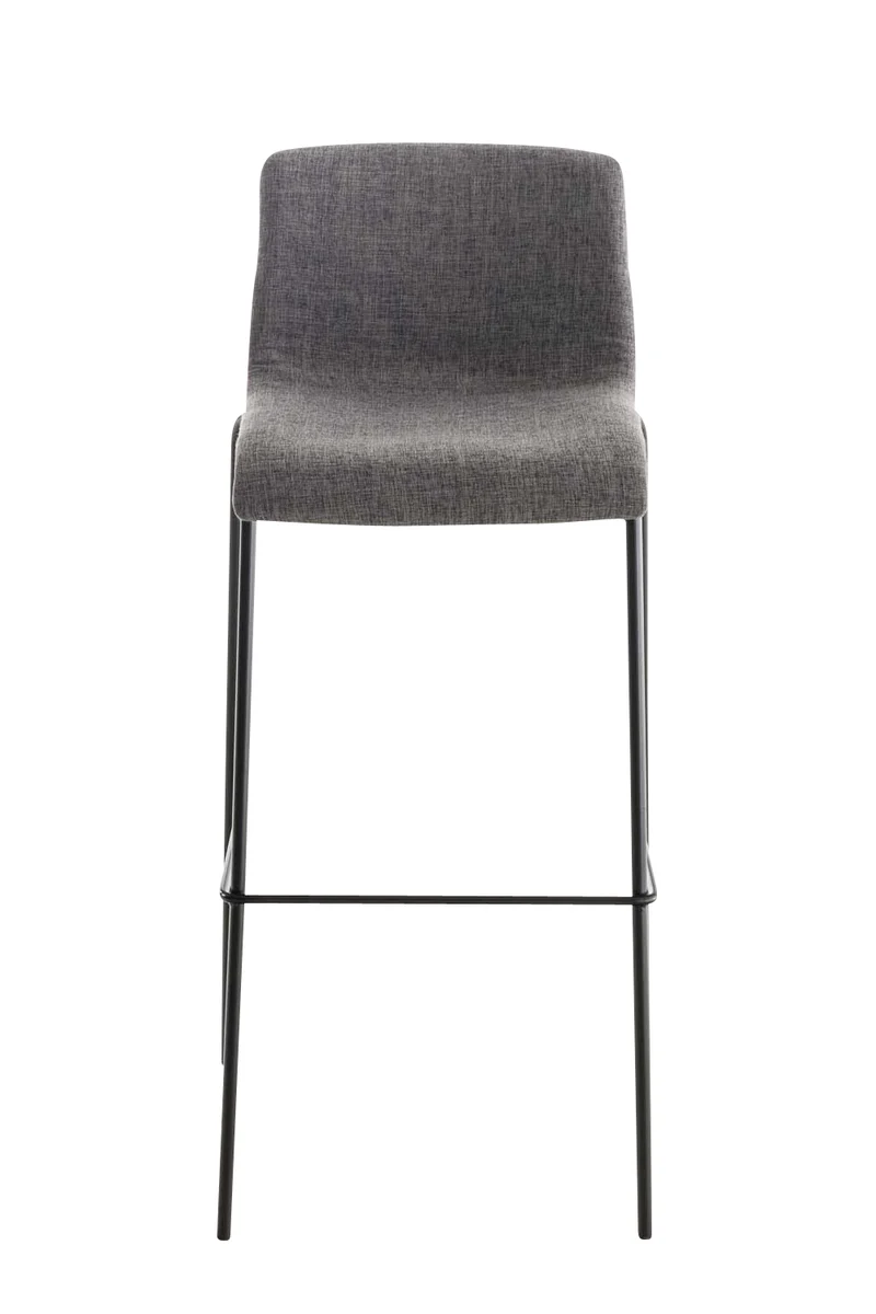 Lot de 2 tabourets de bar avec repose-pieds dossier incurvé en tissu gris clair et 4 pieds en métal noir 10_0004201