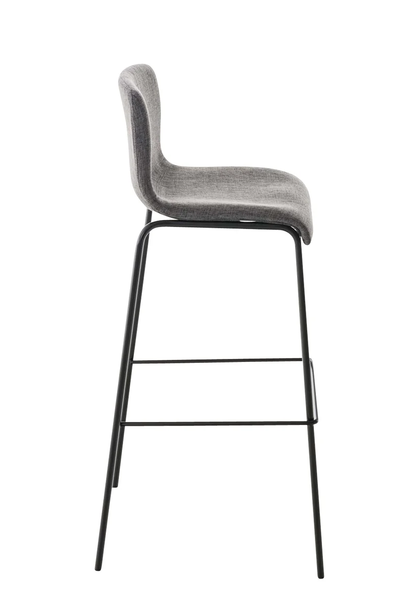 Lot de 2 tabourets de bar avec repose-pieds dossier incurvé en tissu gris clair et 4 pieds en métal noir 10_0004201