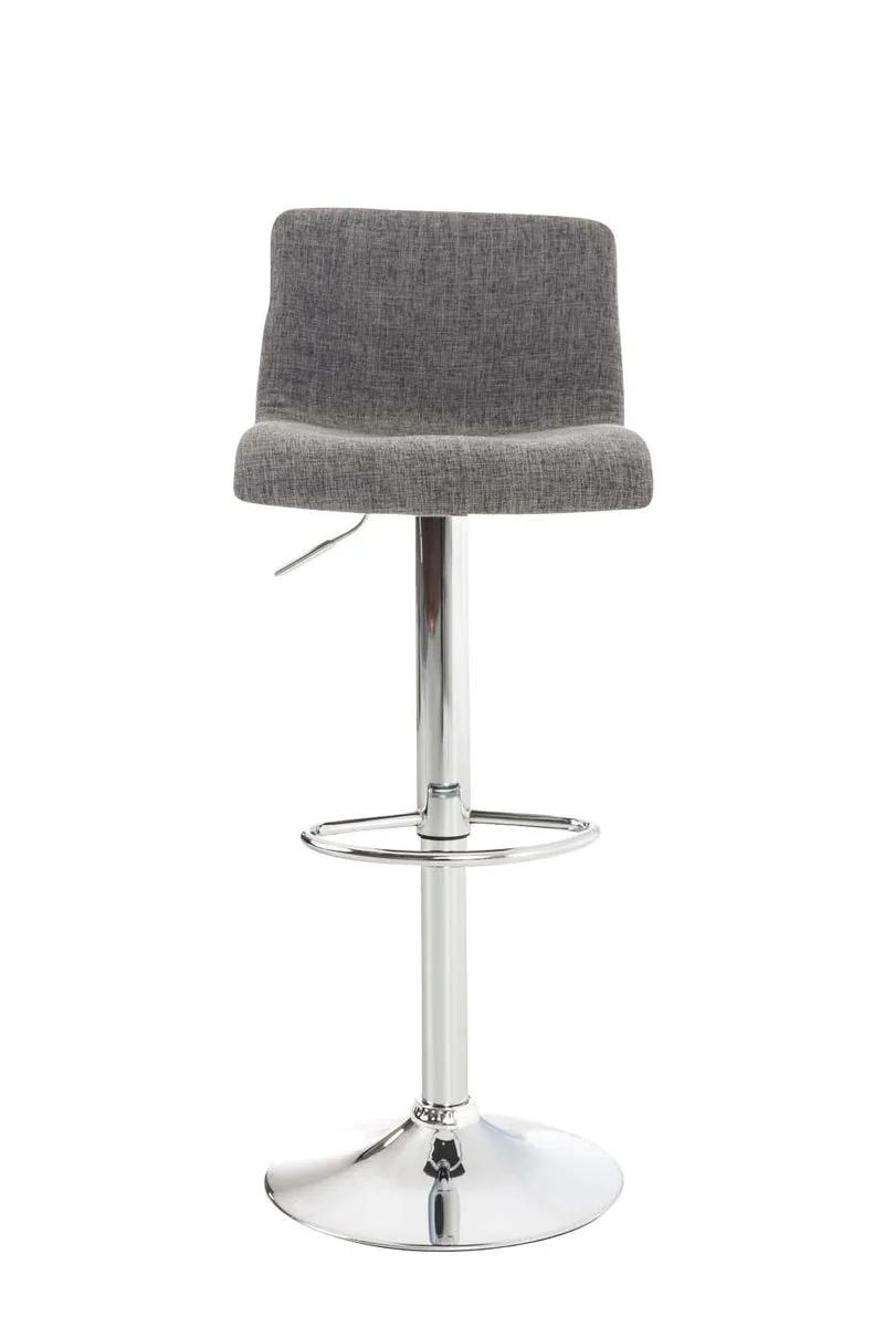 Tabouret de bar avec repose-pieds pivotant dossier incurvé en tissu gris et métal chromé 10_0004968