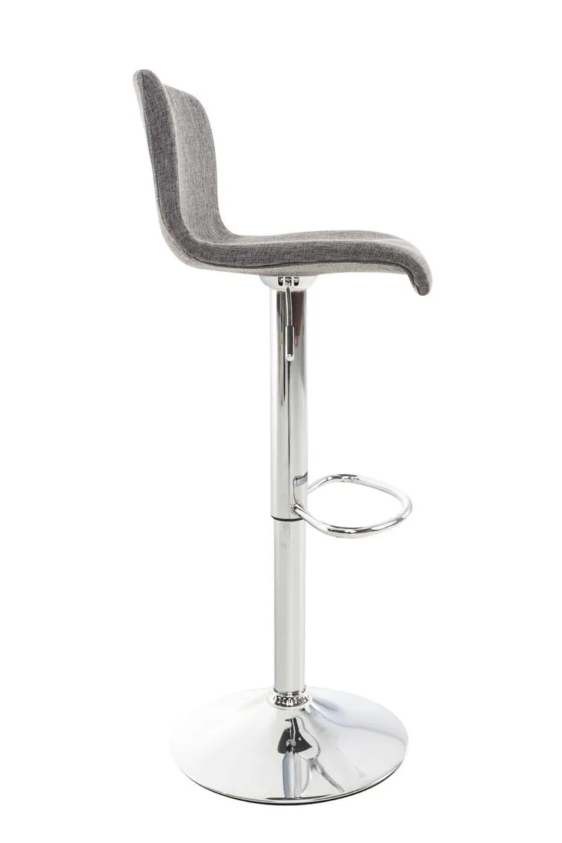 Tabouret de bar avec repose-pieds pivotant dossier incurvé en tissu gris et métal chromé 10_0004968