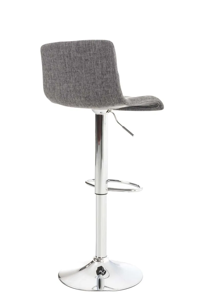 Tabouret de bar avec repose-pieds pivotant dossier incurvé en tissu gris et métal chromé 10_0004968