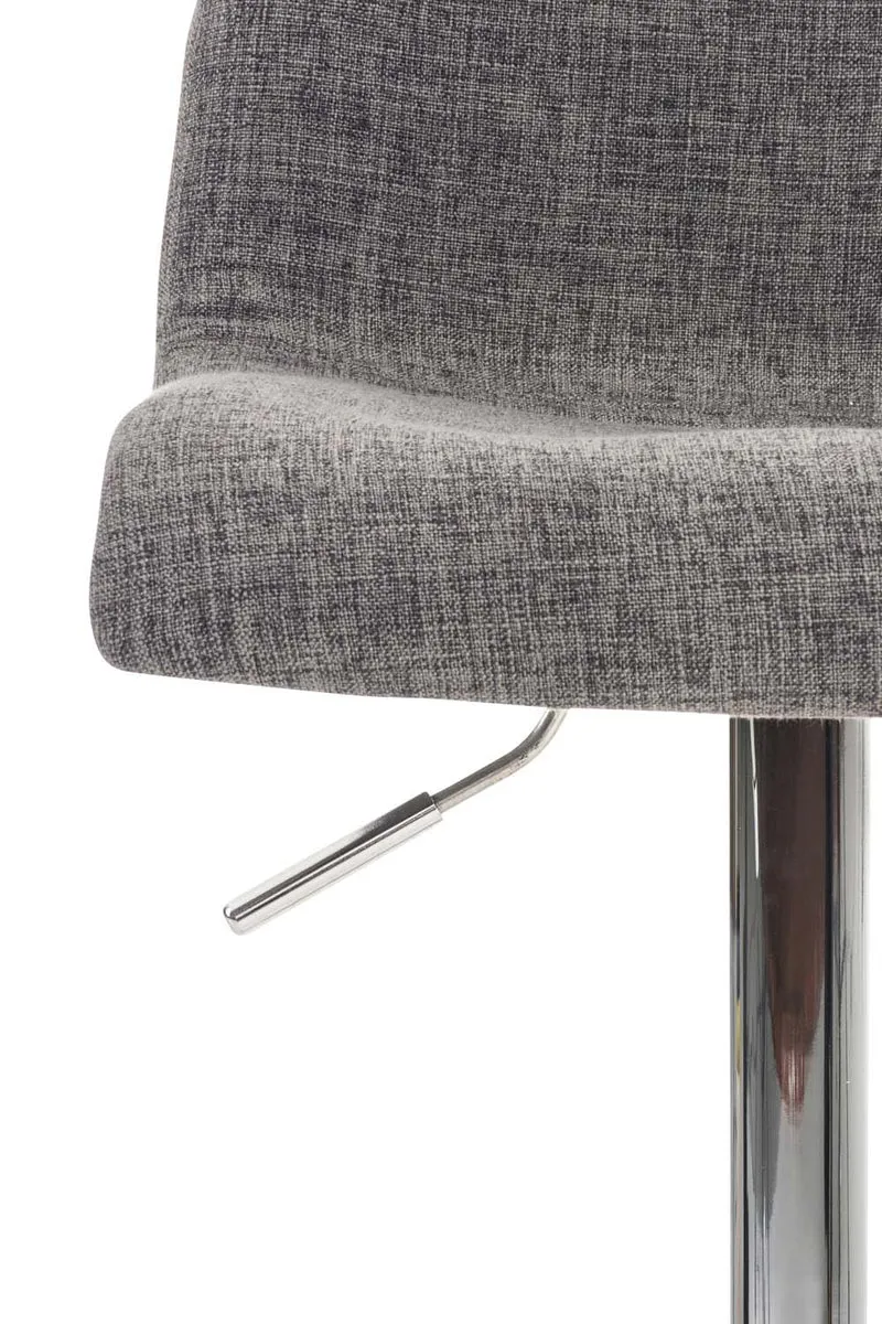 Tabouret de bar avec repose-pieds pivotant dossier incurvé en tissu gris et métal chromé 10_0004968