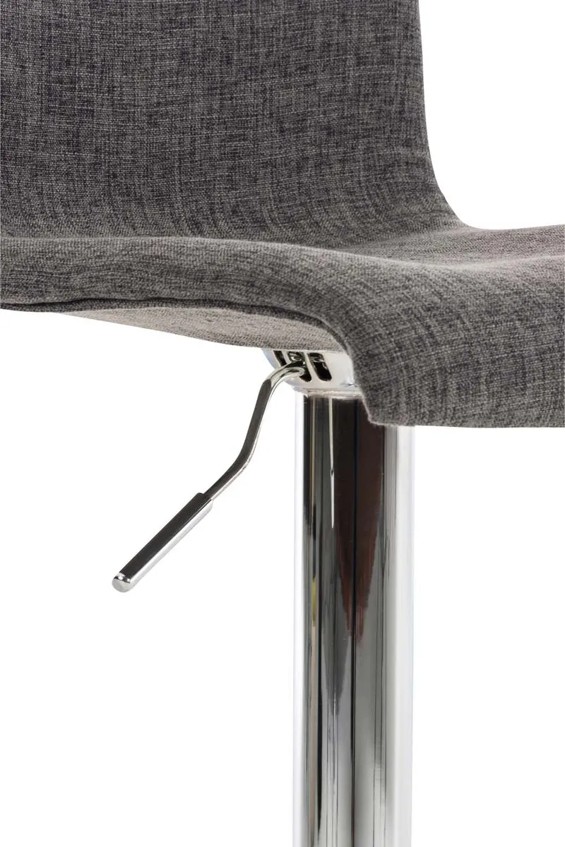 Tabouret de bar avec repose-pieds pivotant dossier incurvé en tissu gris et métal chromé 10_0004968