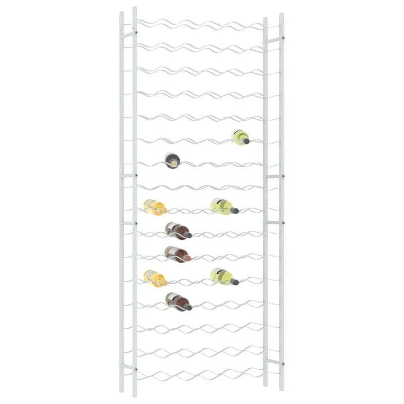 Casier range bouteilles étagère de rangement vin pour 96 bouteilles en métal blanc DEC024347