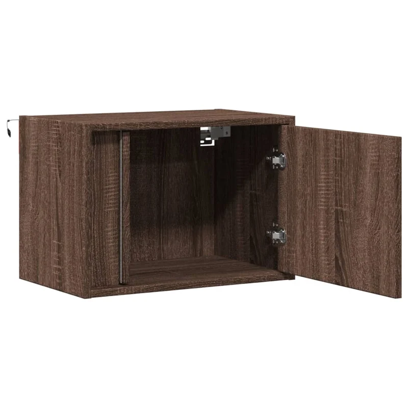 Lot de 2 tables de chevet murales avec lumières LED 50 x 31 x 35 cm en bois d'ingénierie marron DEC036136