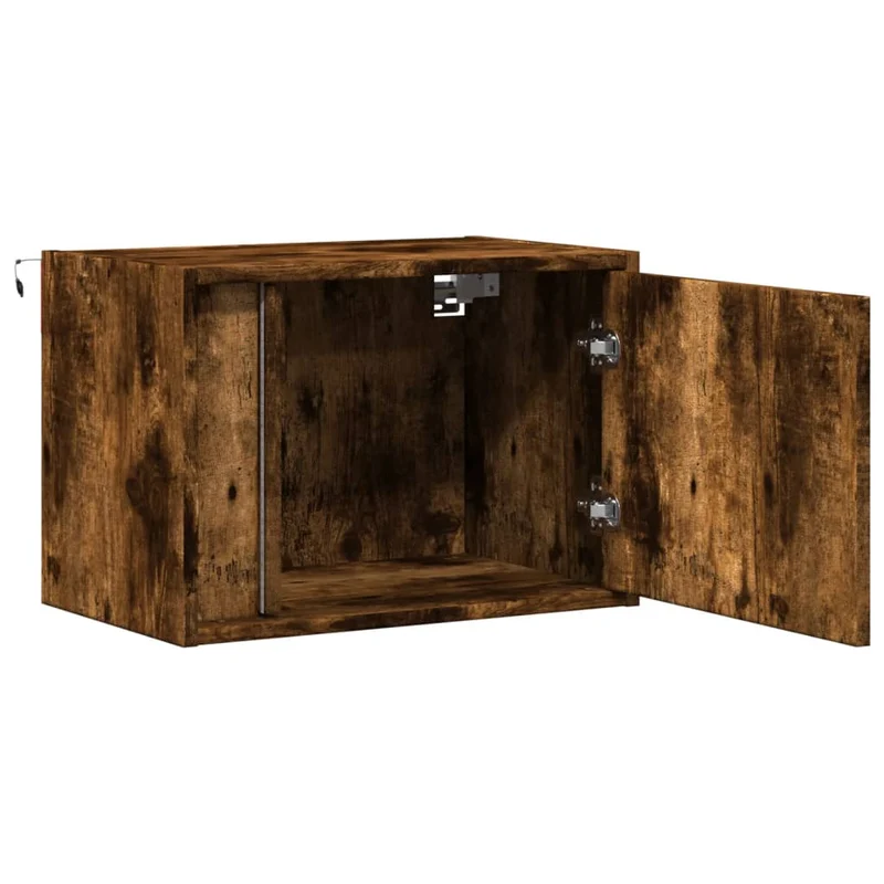 Lot de 2 tables de chevet murales 50 x 31 x 35 cm avec lumières LED compartiment avec porte DEC036134