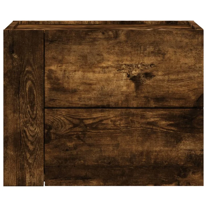 Lot de 2 tables de chevet murales avec deux tiroirs 45 x 30 x 35 cm bois d'ingénierie marron DEC036049