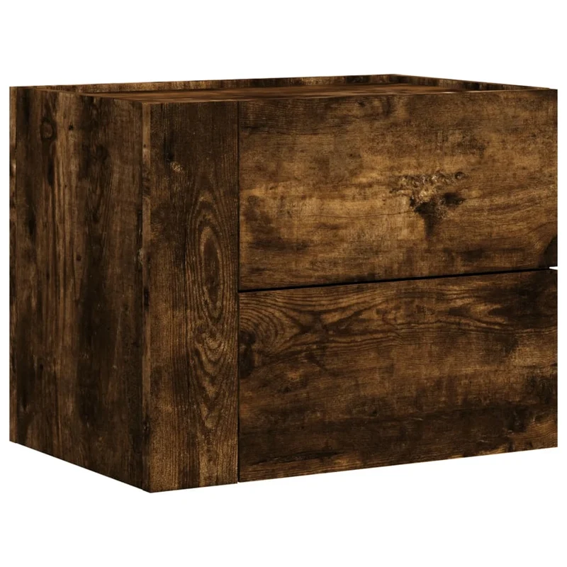 Lot de 2 tables de chevet murales avec deux tiroirs 45 x 30 x 35 cm bois d'ingénierie marron DEC036049