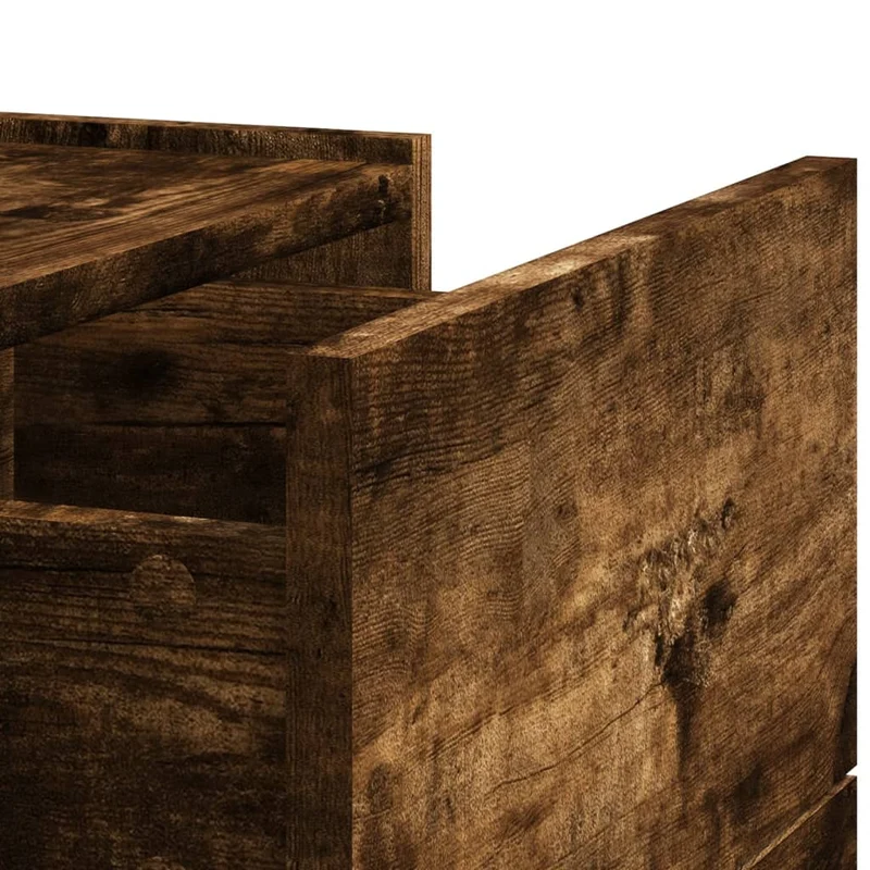 Lot de 2 tables de chevet murales avec deux tiroirs 45 x 30 x 35 cm bois d'ingénierie marron DEC036049
