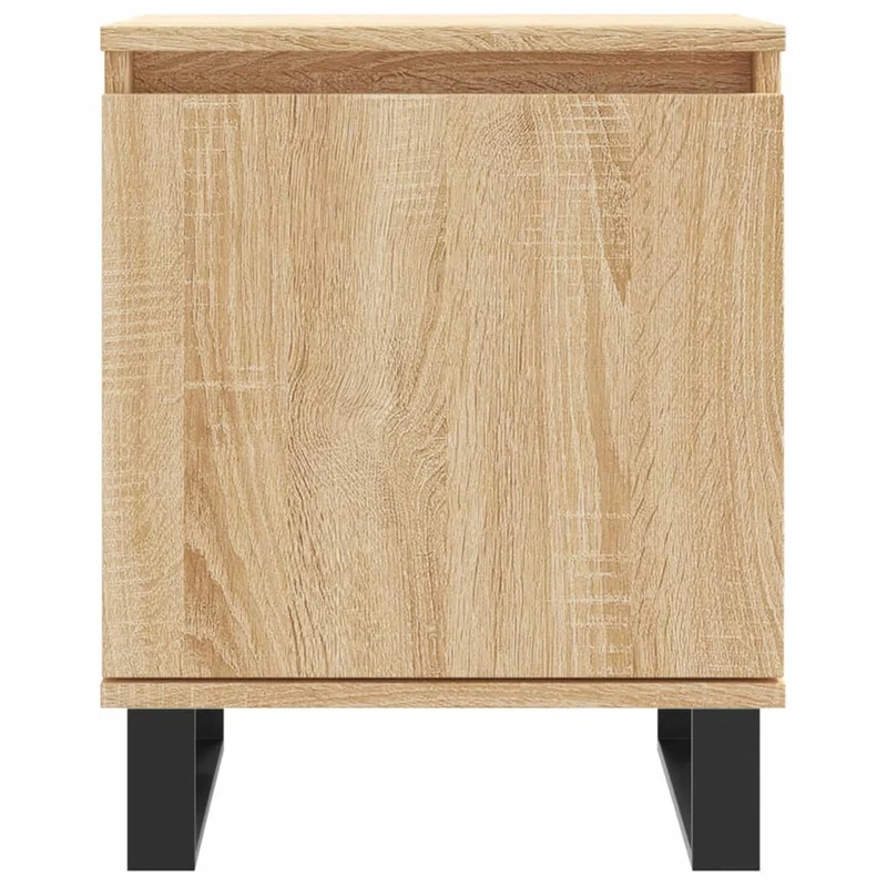 Lot de 2 tables de chevet avec compartiment avec porte 40 x 30 x 50cm bois d'ingénierie couleur chêne et fer DEC035883