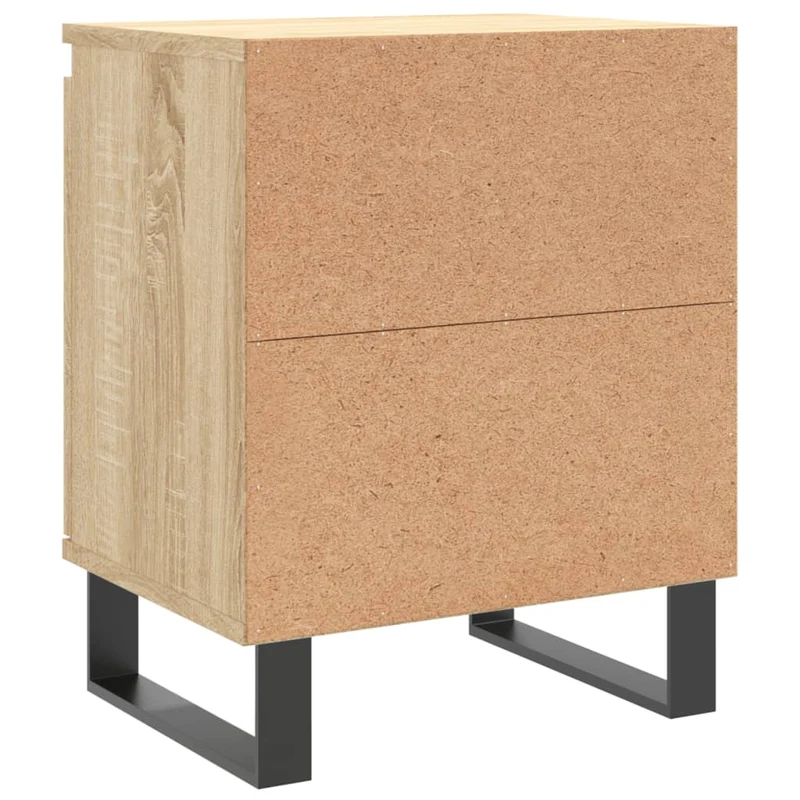 Lot de 2 tables de chevet avec compartiment avec porte 40 x 30 x 50cm bois d'ingénierie couleur chêne et fer DEC035883