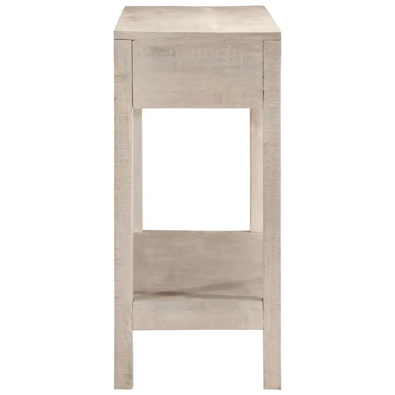 Table console avec 2 tiroirs et 1 étagère 110 x 35 x 75 cm bois de manguier blanc DEC031687