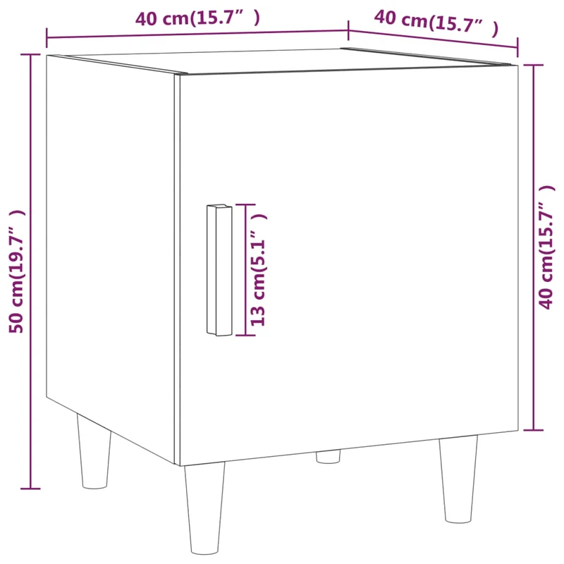 Lot de 2 tables de chevet 40 x 40 x 50 cm avec compartiment avec porte en bois d'ingénierie gris DEC035753