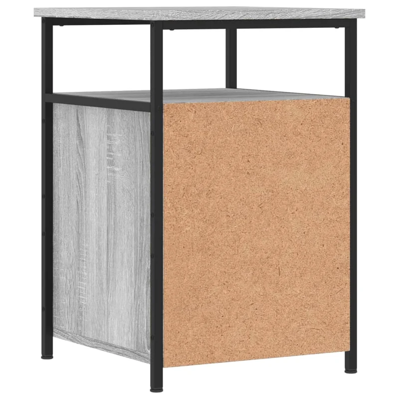 Lot de 2 tables de chevet avec compartiment avec porte 40 x 42 x 60cm bois d'ingénierie gris et fer DEC035734
