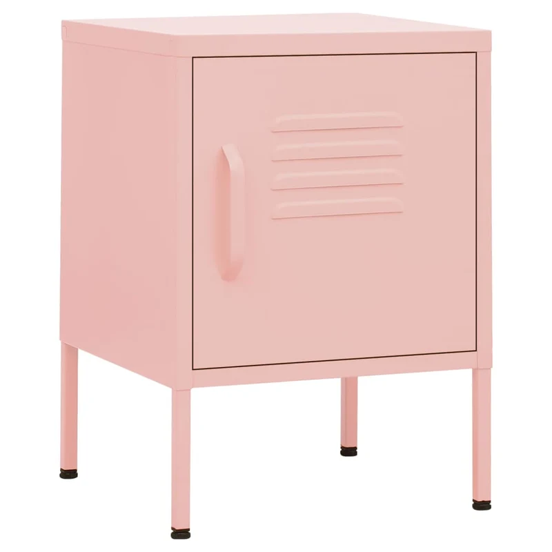 Lot de 2 tables de chevet avec compartiment avec porte 35 x 35 x 51 cm acier rose DEC035626