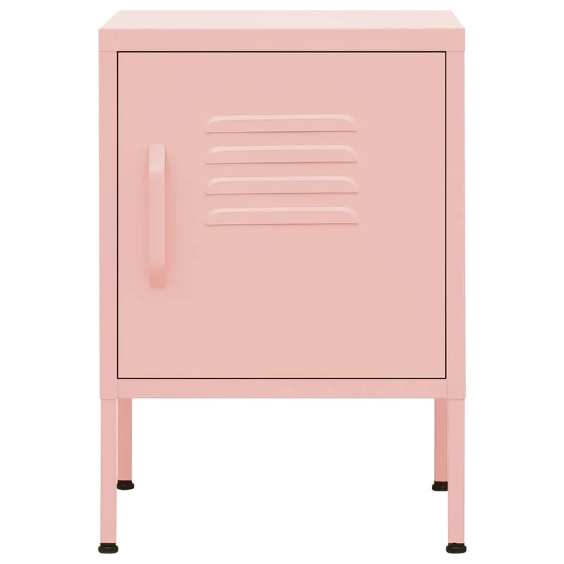 Lot de 2 tables de chevet avec compartiment avec porte 35 x 35 x 51 cm acier rose DEC035626