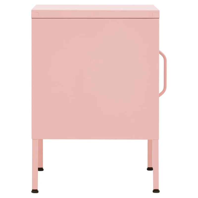 Lot de 2 tables de chevet avec compartiment avec porte 35 x 35 x 51 cm acier rose DEC035626