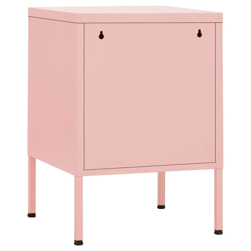 Lot de 2 tables de chevet avec compartiment avec porte 35 x 35 x 51 cm acier rose DEC035626