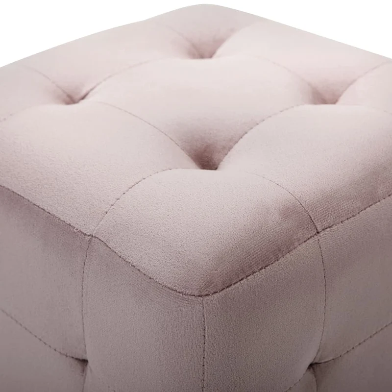 Lot de 2 poufs repose pieds capitonné 30 x 30 x 30 cm tissu velours rose DEC035620