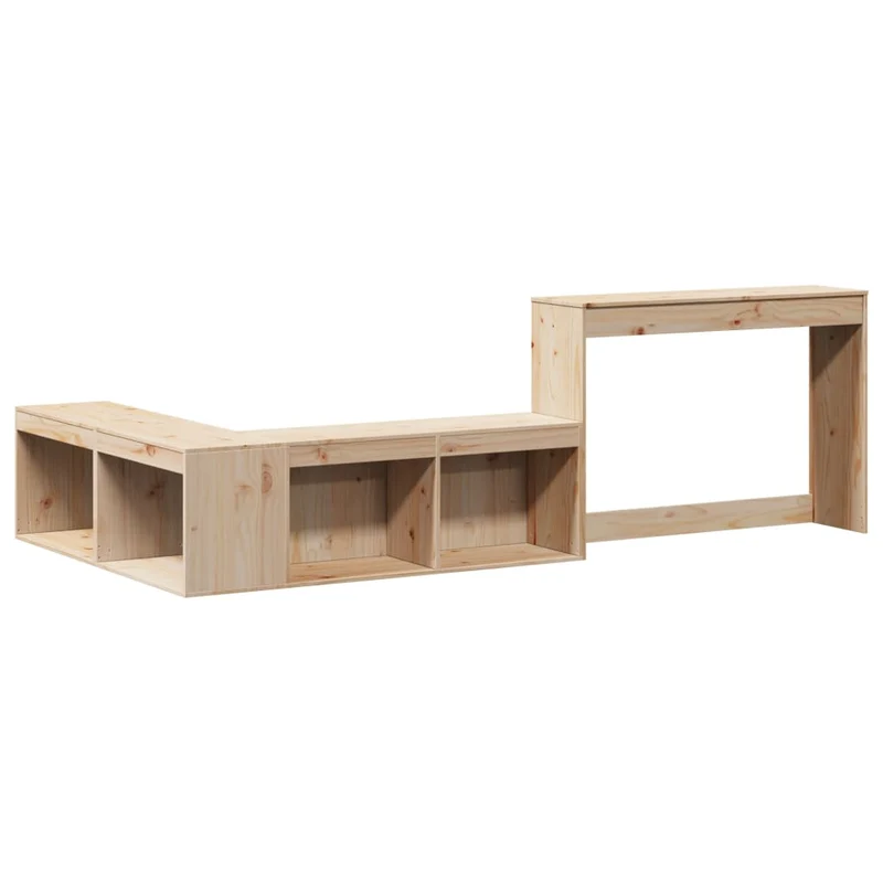 Table de chevet avec bureau design en forme de L 232 x 122 x 75 cm bois de pin DEC033115
