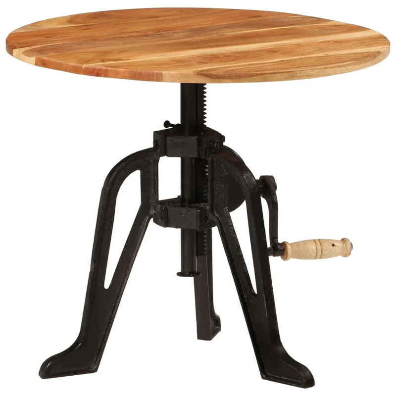 Table d'appoint console d'entrée meuble hauteur réglable en bois massif d'acacia et fonte DEC032317