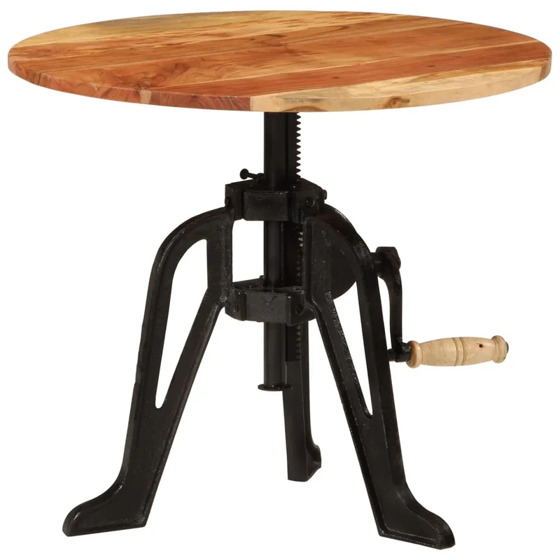 Table d'appoint console d'entrée meuble hauteur réglable en bois massif d'acacia et fonte DEC032317