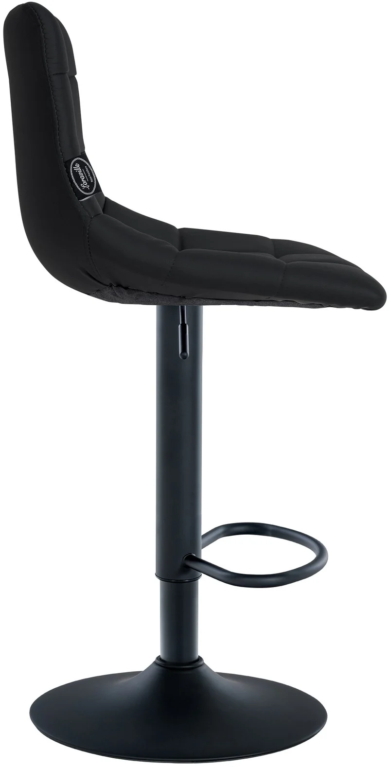Lot de 2 tabourets de bar en synthétique noir base métal noir mat réglable en hauteur et repose-pieds TDB10637