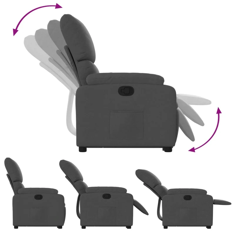 Fauteuil relax TV rembourrage confortable fonction de levage électrique en tissu gris foncé DEC027933