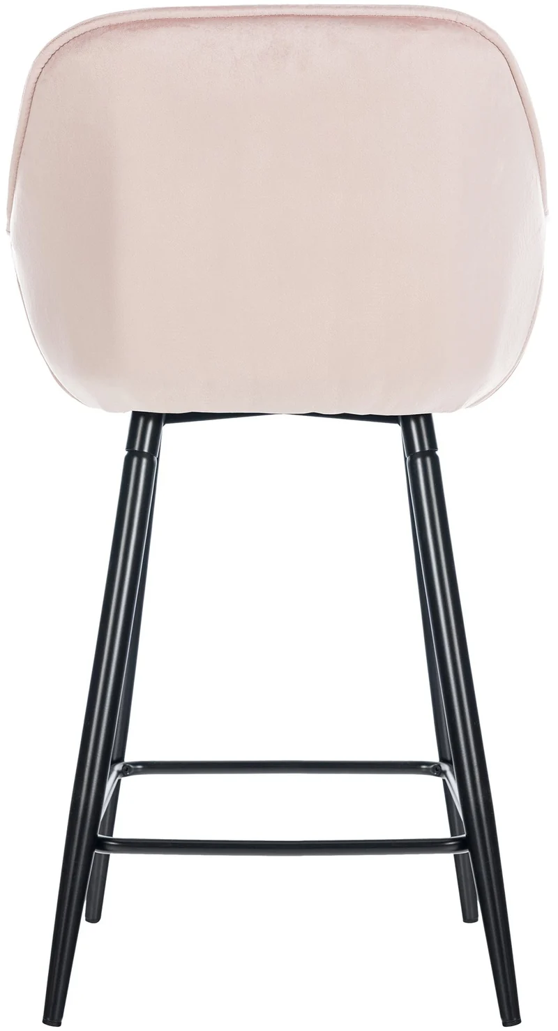 Lot de 2 tabourets de bar chaises hautes assise effet capitonnée en velours rose et métal noir 10_0004164