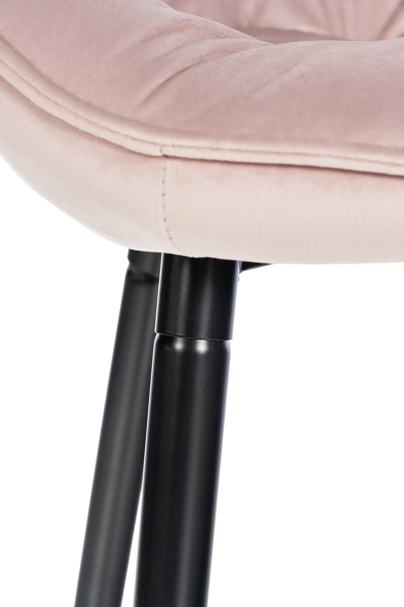 Lot de 2 tabourets de bar chaises hautes assise effet capitonnée en velours rose et métal noir 10_0004164