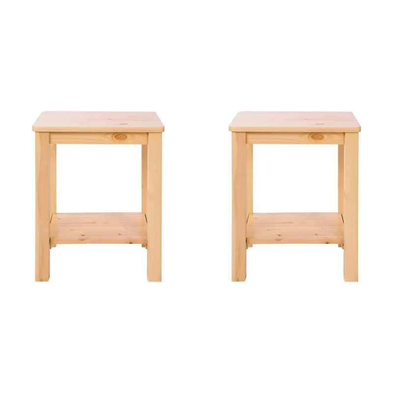 Lot de 2 tables de chevet tabourets modernes et intemporels en bois naturel MOC06020