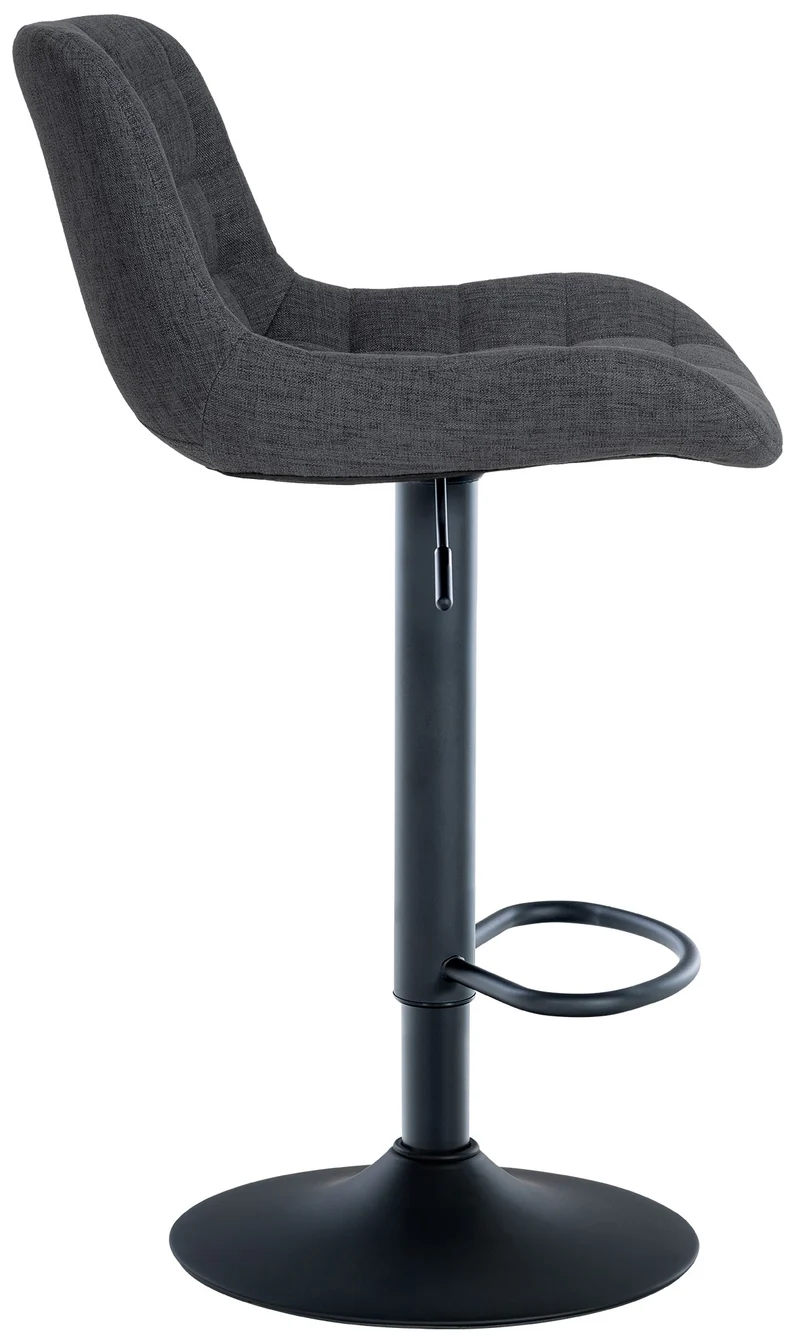 Tabouret de bar x1 structure métallique noir assise en tissu noir avec surpiqûres 10_0005450