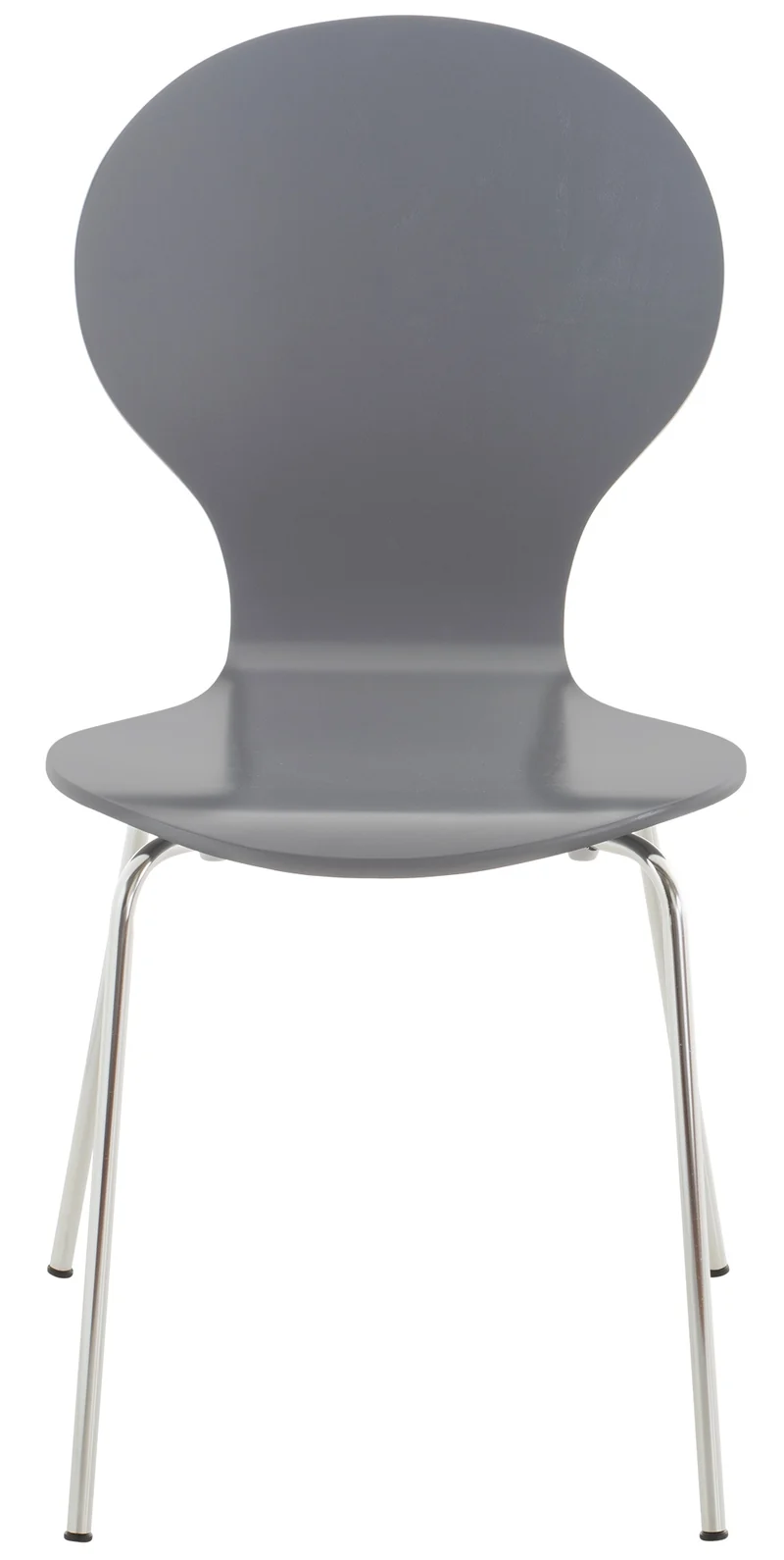 Lot de 4 chaises de cuisine salle à manger empilables dossier arrondi en bois gris et métal chromé 10_0003179
