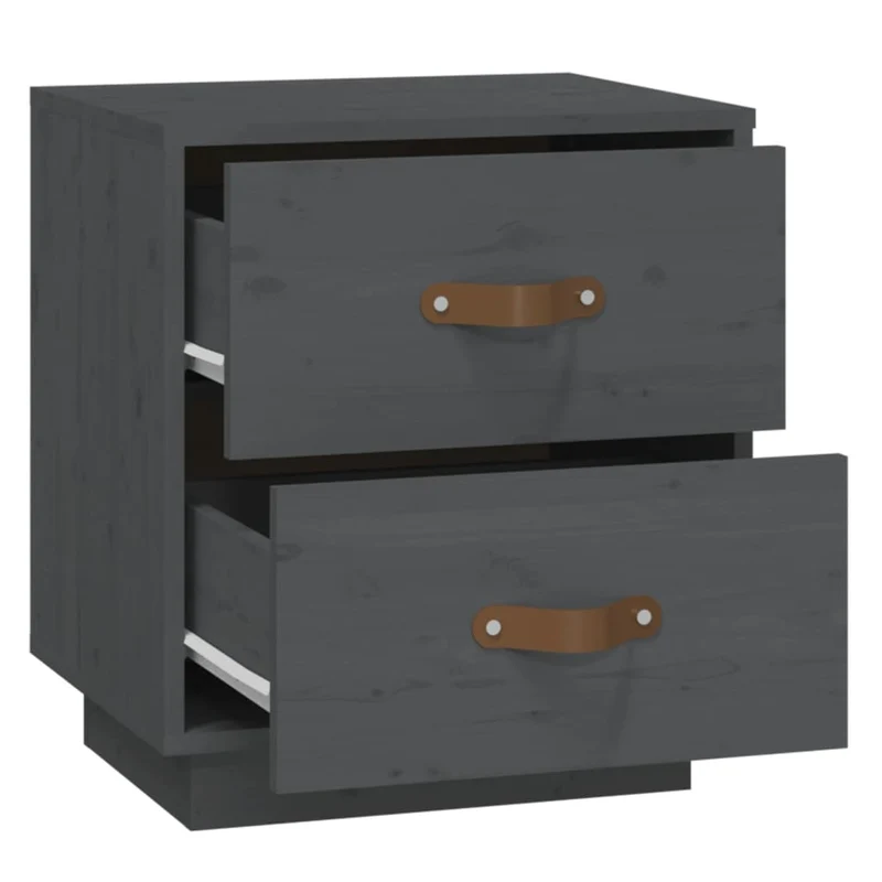 Table de chevet avec deux tiroirs 40 x 34 x 45 cm bois de pin gris DEC036212