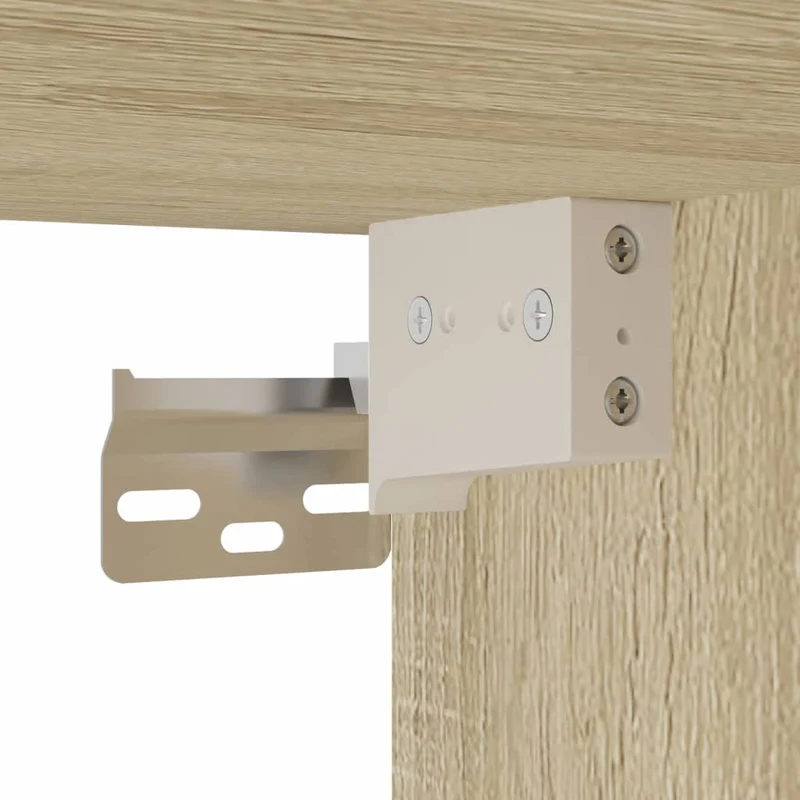 Lot de 2 tables de chevet murales avec lumières LED bois d'ingénierie couleur chêne DEC036146