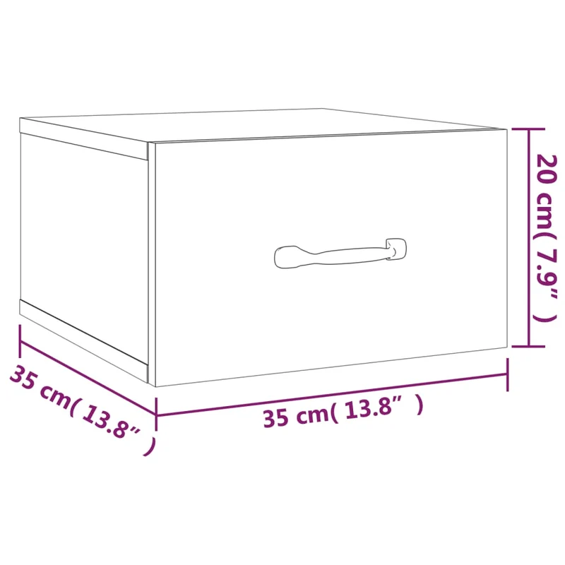 Lot de 2 tables de chevet murales avec tiroir 35 x 35 x 20 cm bois d'ingénierie marron DEC036046