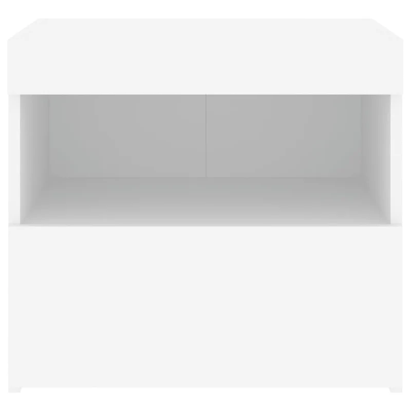 Lot de 2 tables de chevet avec lumières LED et tiroir 50 x 40 x 45 cm bois d'ingénierie blanc DEC035932