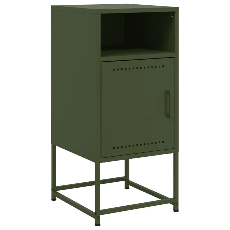 Lot de 2 tables de chevet avec compartiment avec porte 36 x 39 x 78 cm acier vert DEC035775