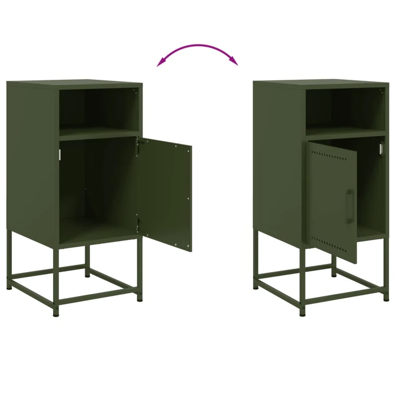 Lot de 2 tables de chevet avec compartiment avec porte 36 x 39 x 78 cm acier vert DEC035775
