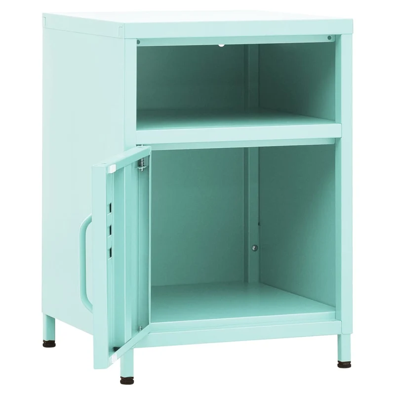 Lot de 2 tables de chevet avc compartiment avec porte 35 x 35 x 51 cm acier vert DEC035756