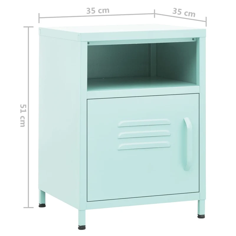 Lot de 2 tables de chevet avc compartiment avec porte 35 x 35 x 51 cm acier vert DEC035756