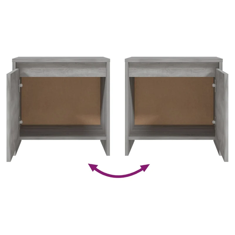 Table de chevet avec compartiment avec porte 45 x 34 x 44,5 cm bois d'ingénierie gris DEC034670