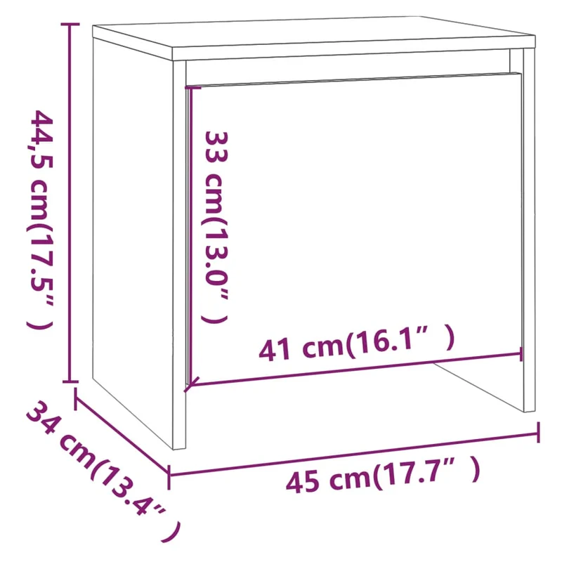 Table de chevet avec compartiment avec porte 45 x 34 x 44,5 cm bois d'ingénierie gris DEC034670