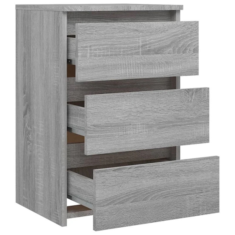 Table de chevet avec 3 tiroirs 40 x 35 x 62,5 cm bois d'ingénierie gris DEC034630