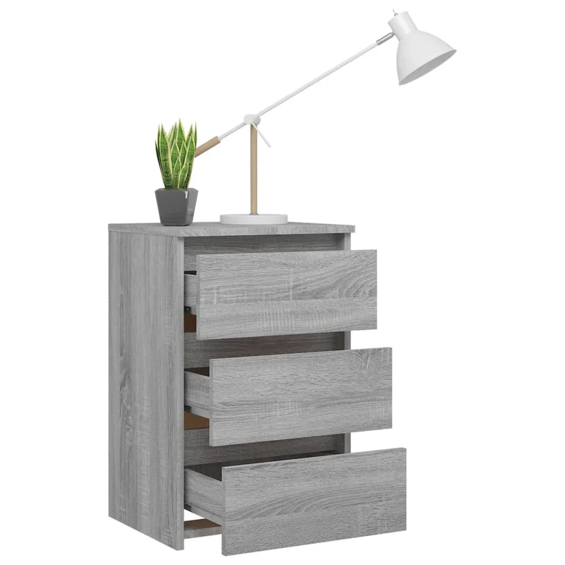 Table de chevet avec 3 tiroirs 40 x 35 x 62,5 cm bois d'ingénierie gris DEC034630