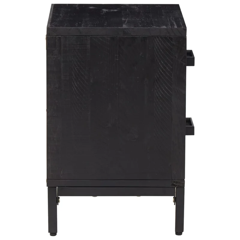 Table de chevet avec deux tiroirs 36 x 30 x 45 cm bois de pin noir DEC034364
