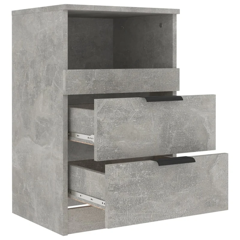 Table de chevet avec 2 tiroirs et 1 compartiment 40 x 36 x 65 cm bois d'ingénierie gris DEC034060